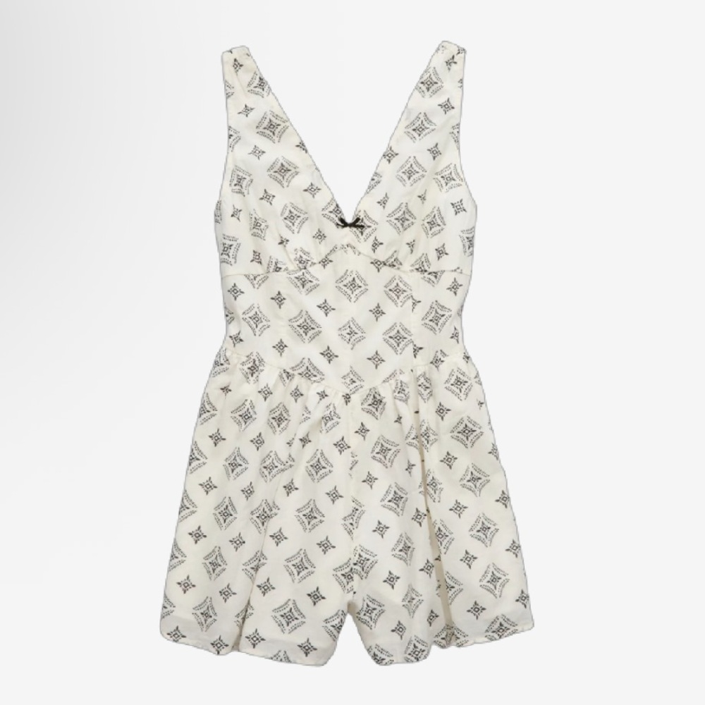 American Eagle Outfitters Cream and Black Romper 100% Cotton